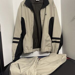 Vintage Champion Gym Jacket & Workout Pants Set Mens Large Logo Full Zip